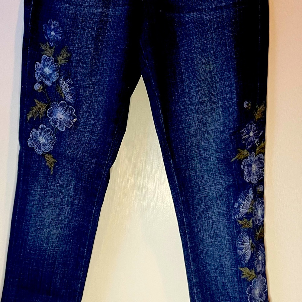 Embroidered skinny jeans, size 2/26
